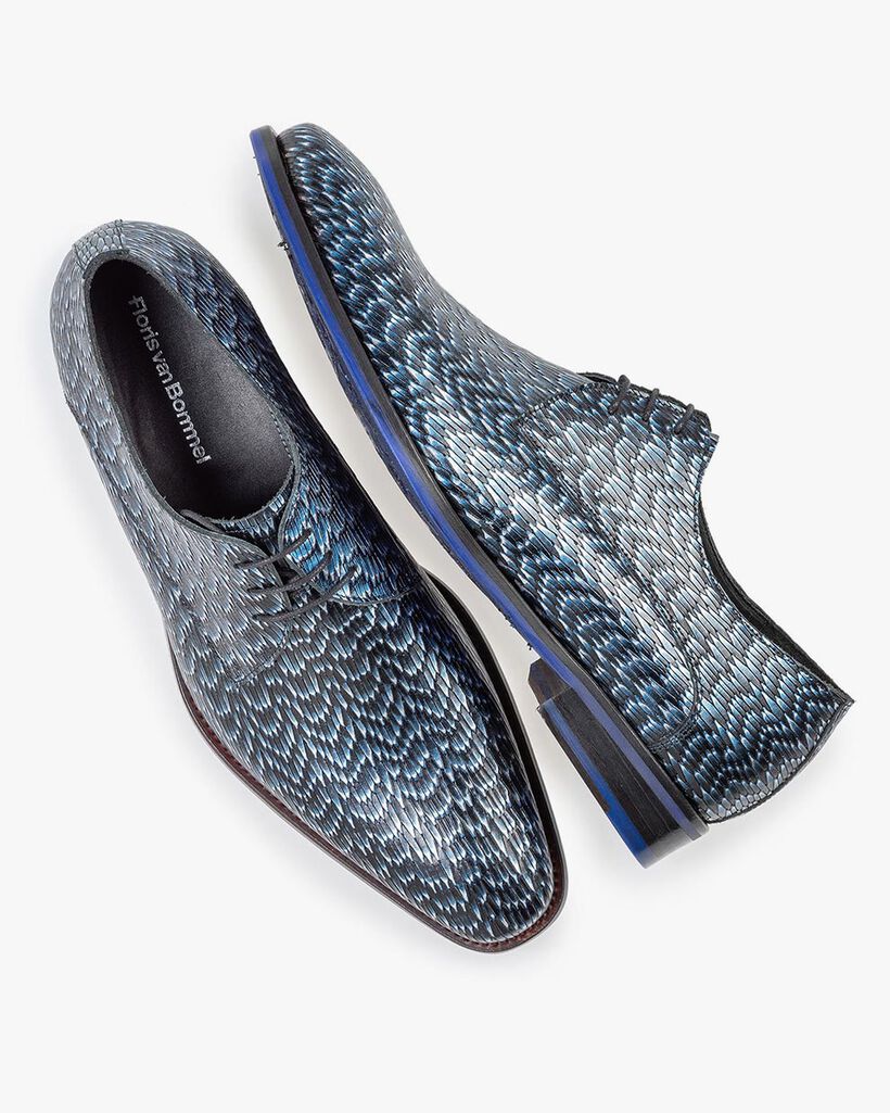Veterschoen metallic blauw