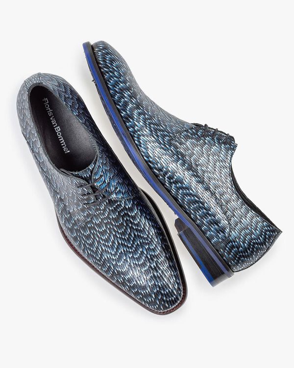 Veterschoen metallic blauw
