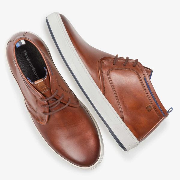 Kalfsleren veterboot donker cognac
