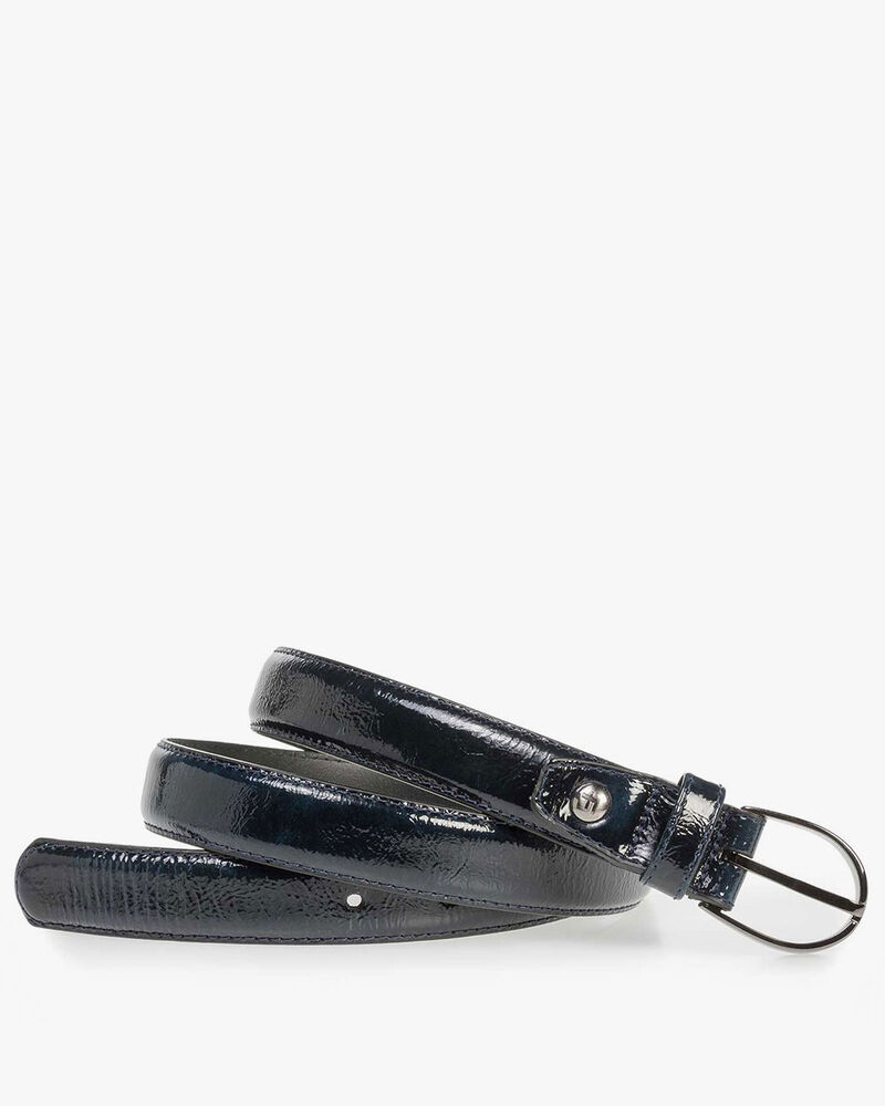 Blauwe lakleren riem
