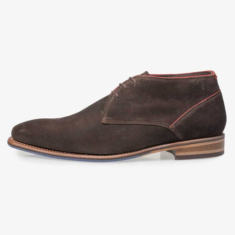 Dark brown suede leather lace boot