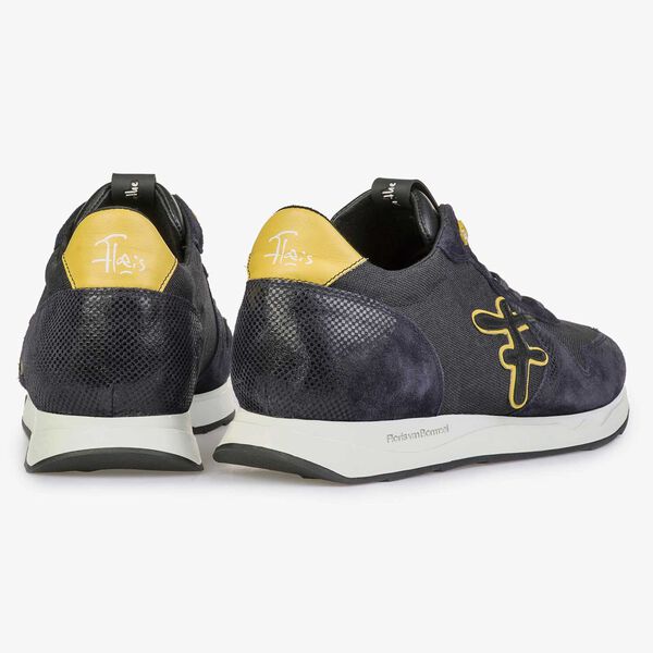 Blauw/ grijze sneaker met gele details