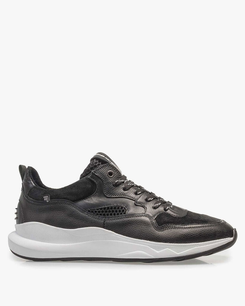 Zwarte kalfsleren sneaker