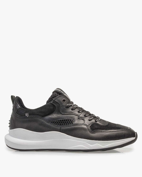 Zwarte kalfsleren sneaker