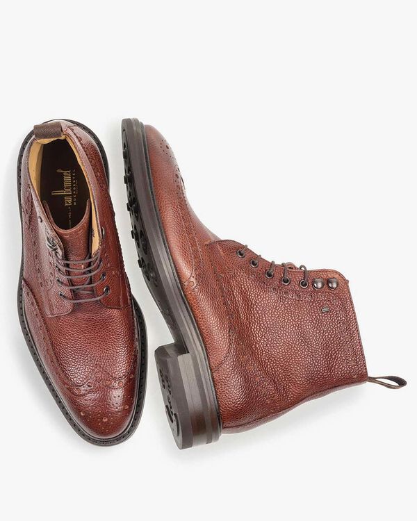 Boot geprint leer cognac