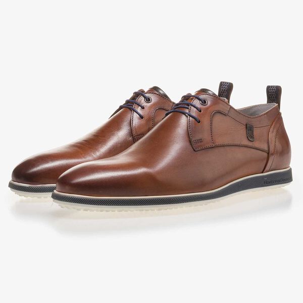 Leren veterschoen cognac