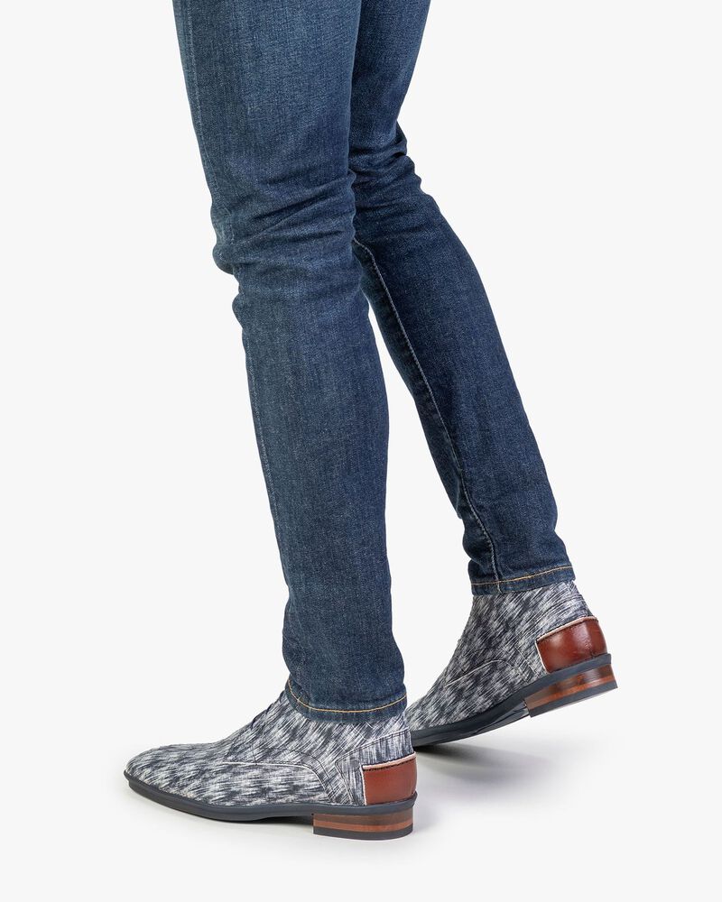 Boot nubuck leather black/white