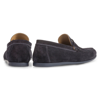 Dark blue suede leather loafer