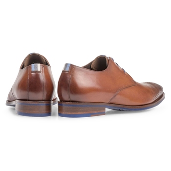 Kalfsleren veterschoen cognac