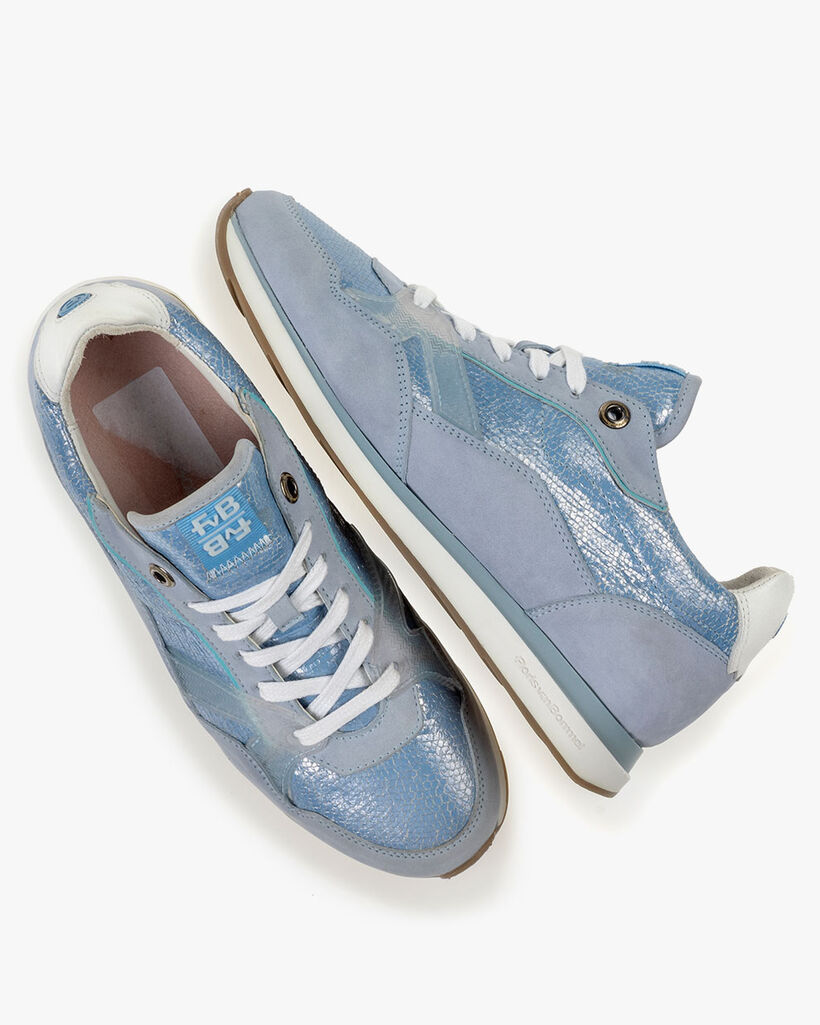 Sneaker nubuckleer lichtblauw