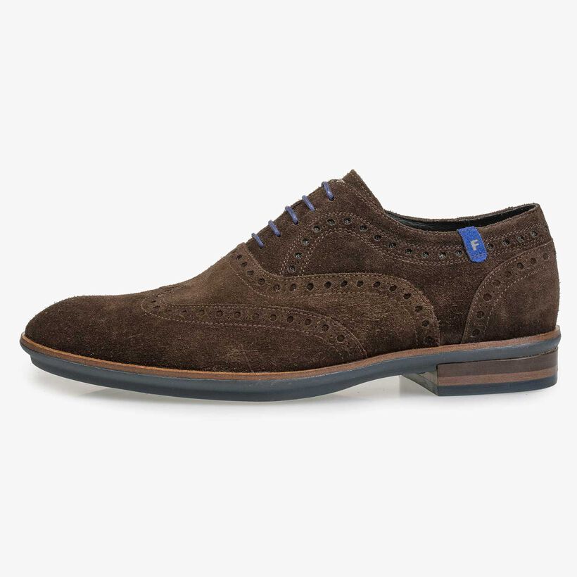 Bruine brogue veterschoen van su&egrave;de