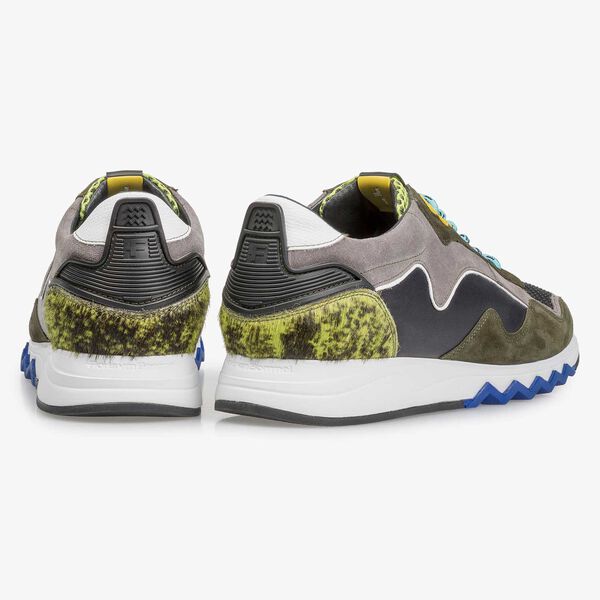 Su&egrave;de sneaker groen/geel