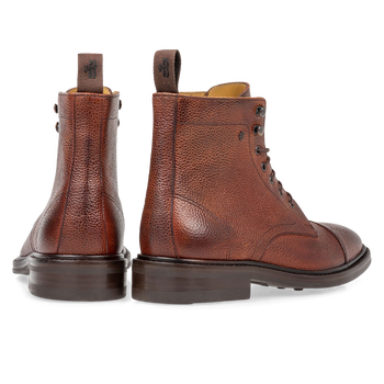 Boot leer met print cognac