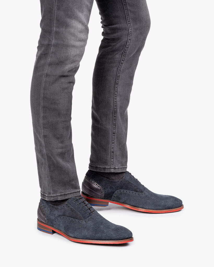 Lace shoe dark blue with print
