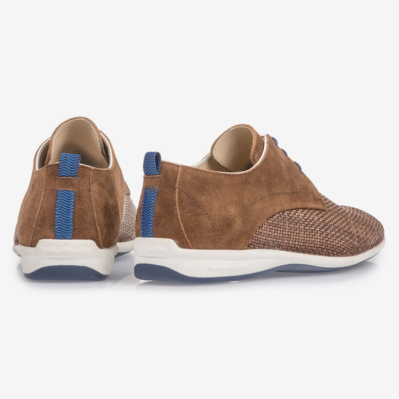 Brown braided leather lace shoe