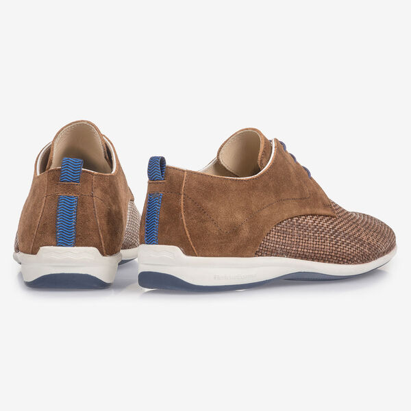Brown braided leather lace shoe