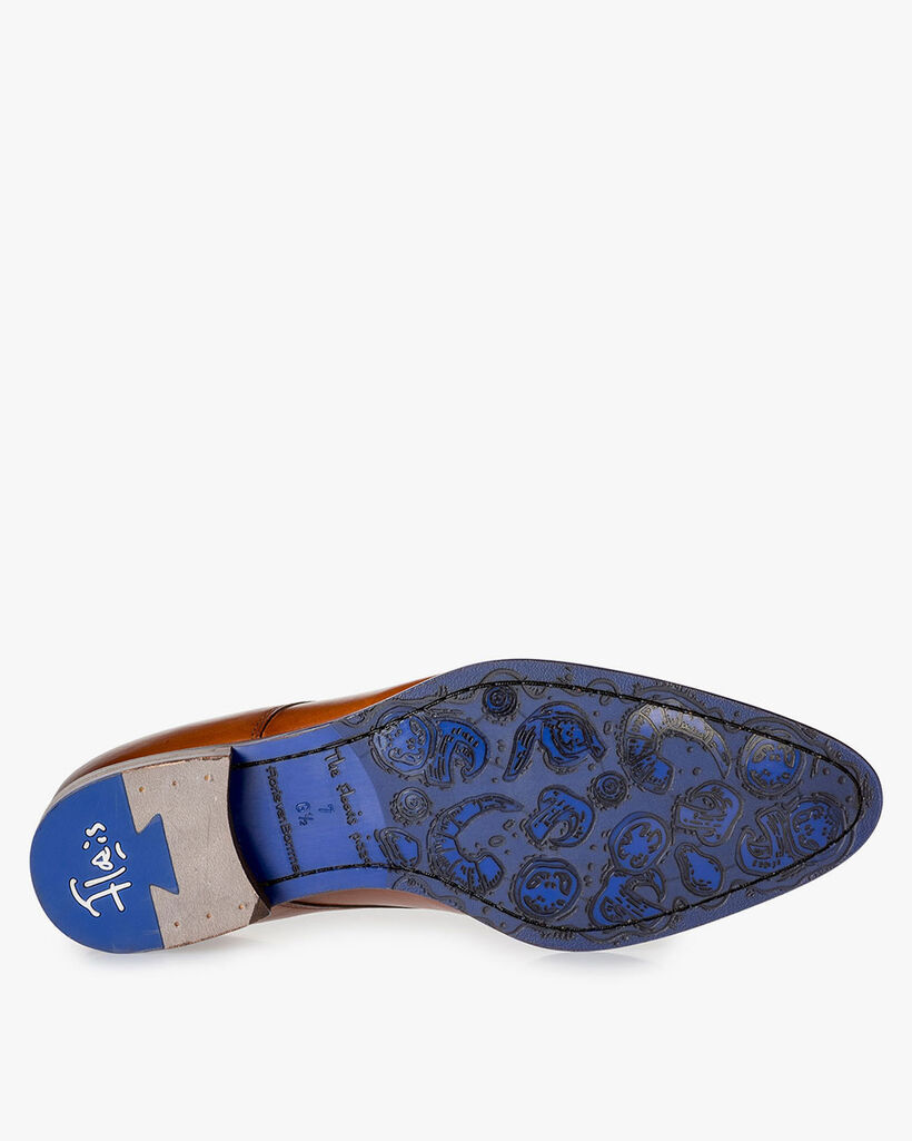 Kalfsleren veterschoen cognac