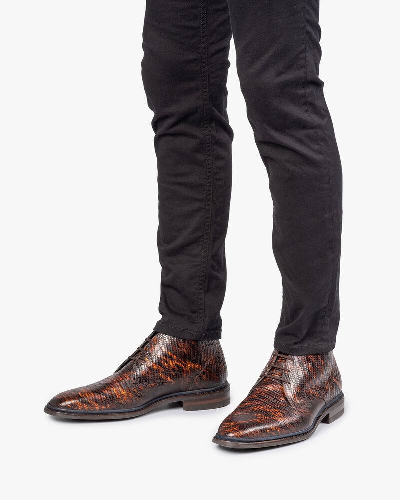 Veterboot lizardprint cognac