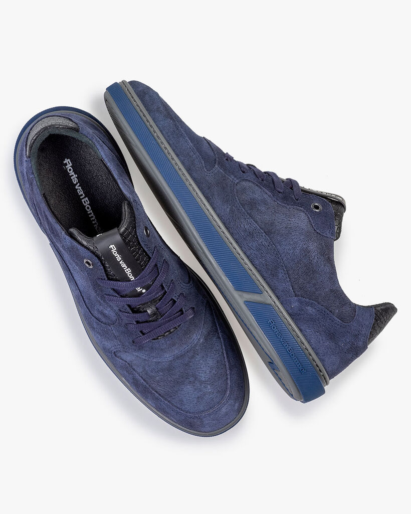 Sneaker printed leather blue