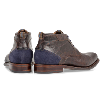 Veterboot crocoprint bruin