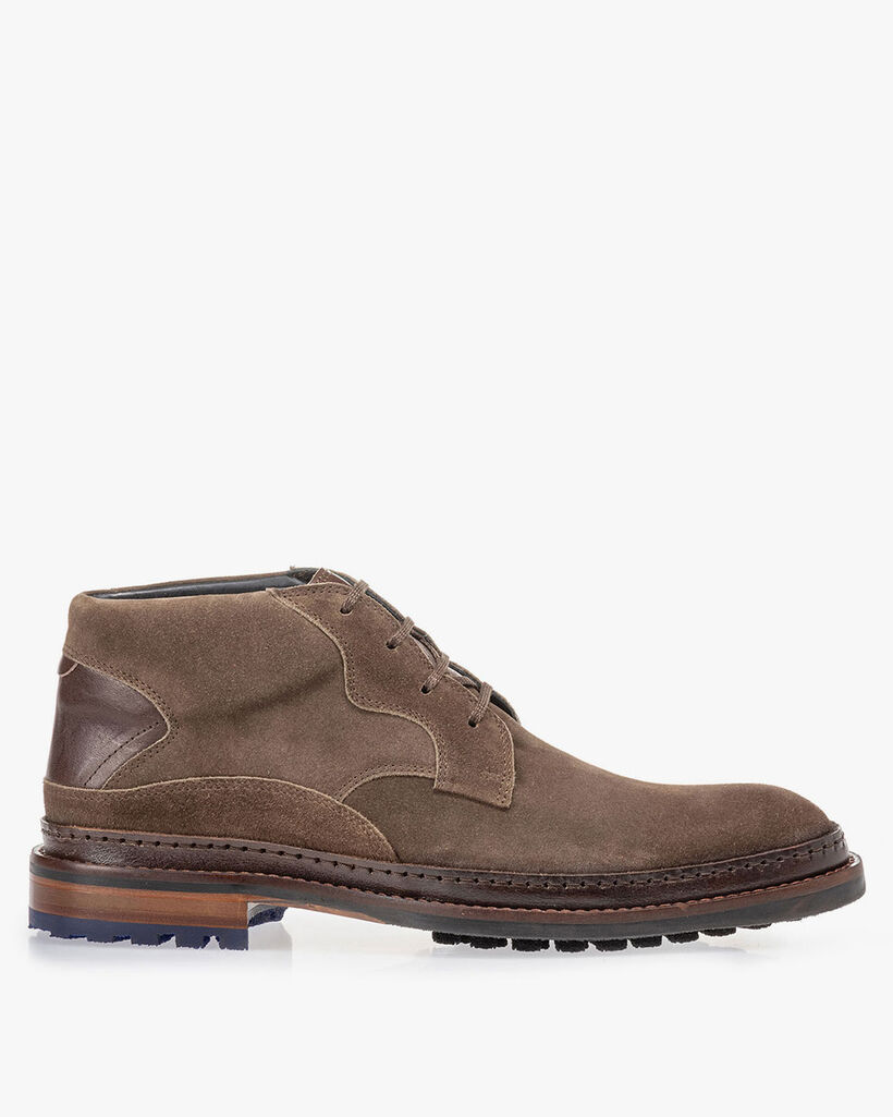 Veterboot su&egrave;de donker taupe