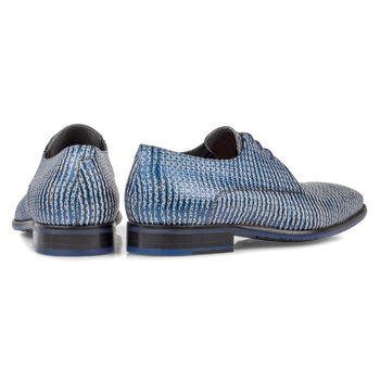 Veterschoen metallic met print blauw
