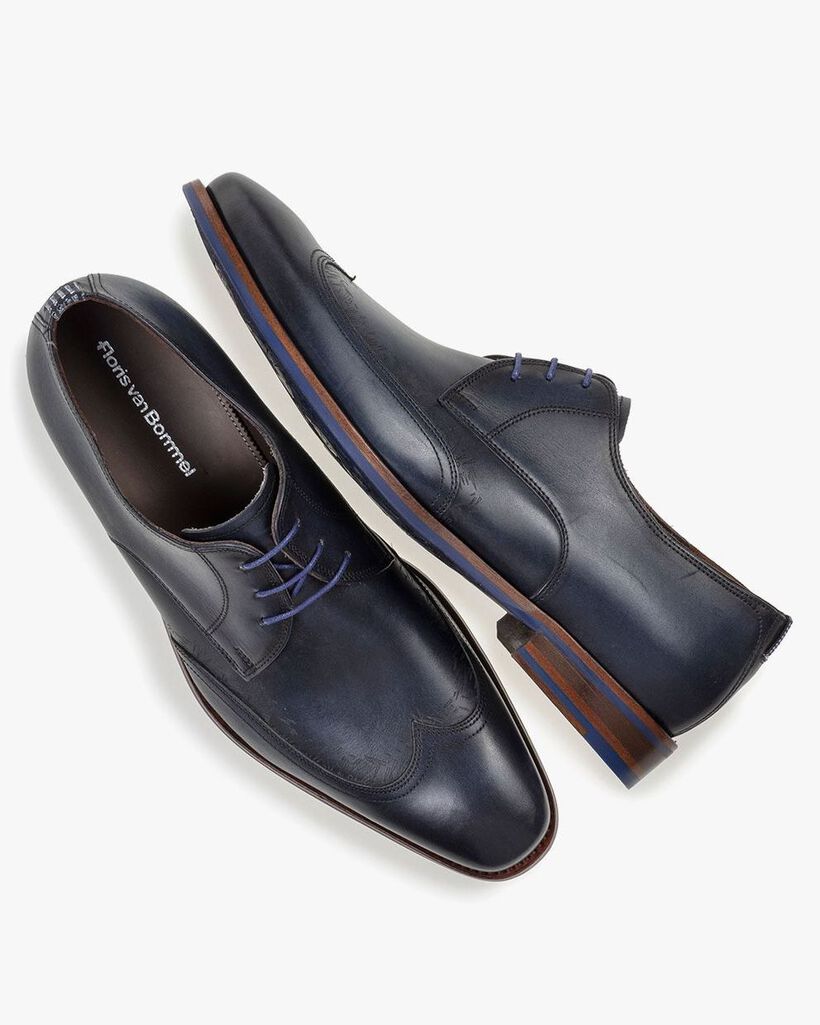 Veterschoen blauw kalfsleer