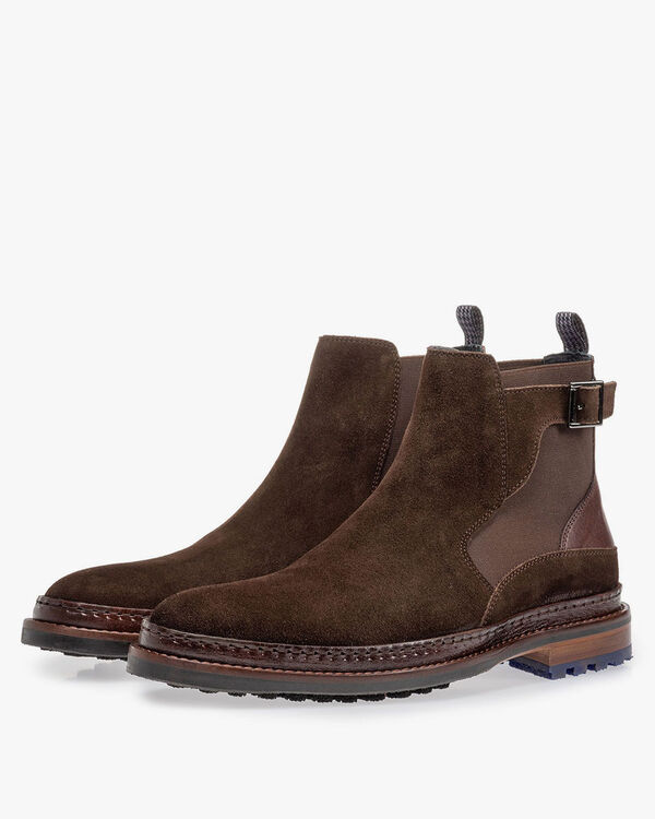 Chelsea boot dark brown suede leather