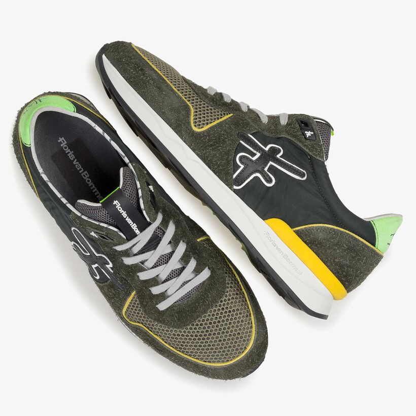Su&egrave;de sneaker groen/geel