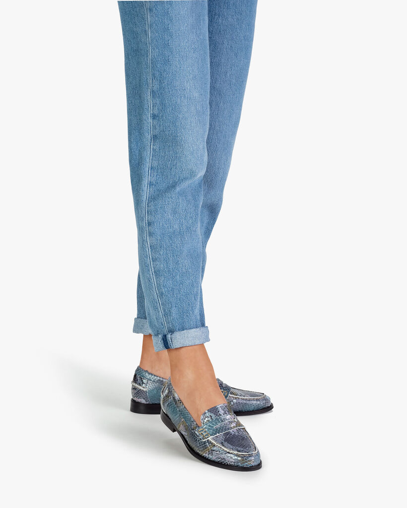 Loafer printed leather blue