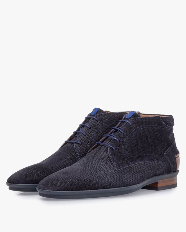 Boot geprint su&egrave;de blauw