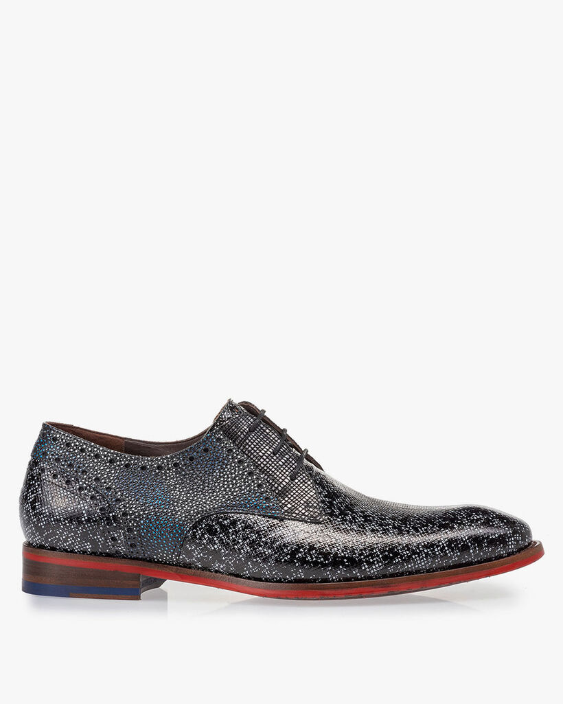 Lace shoe black and grey metallic