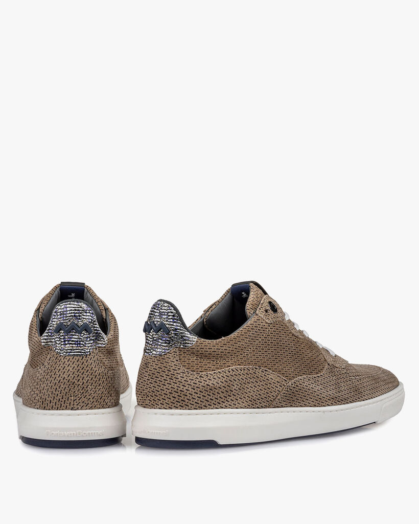 Sneaker printed suede leather sand-coloured