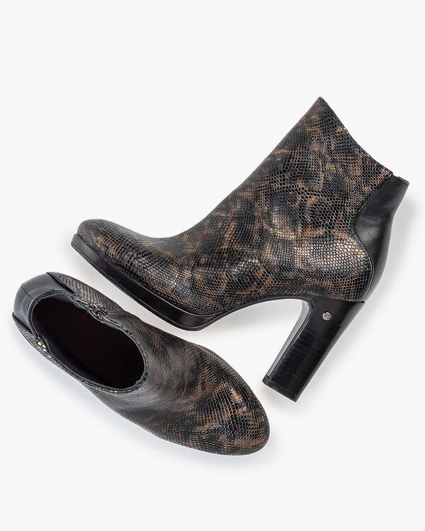 Enkellaars crocoprint koper
