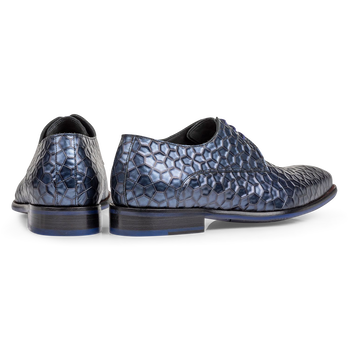 Lace shoe metallic print blue