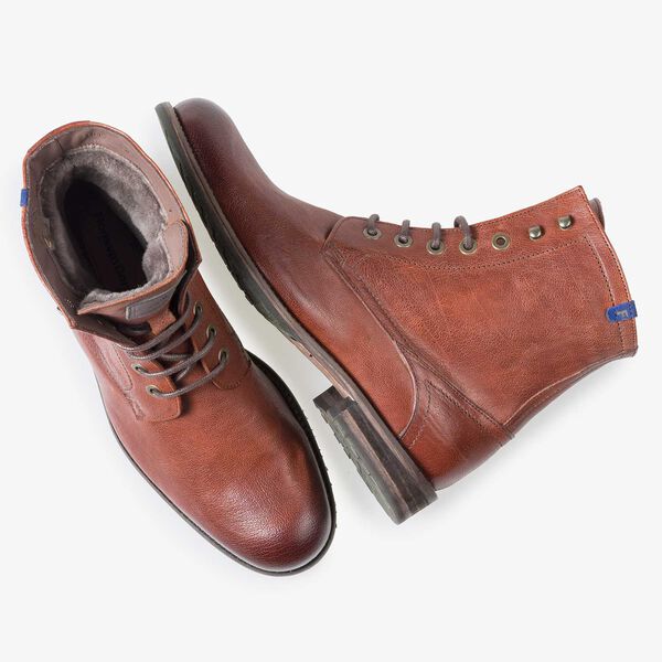 Wol gevoerde cognac leren veterboot