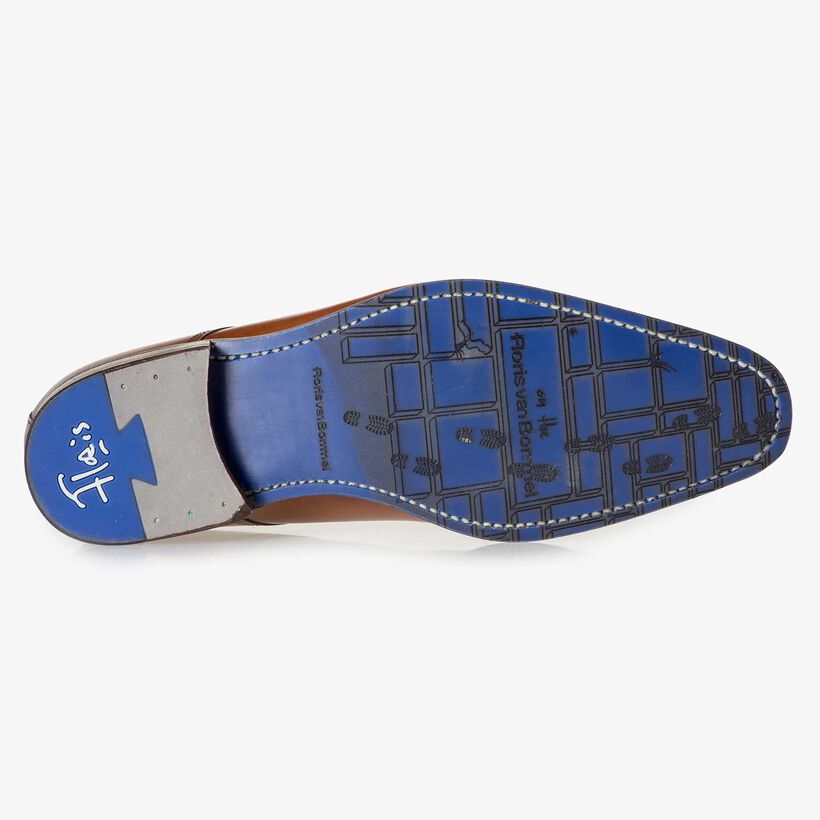 Kalfsleren veterschoen donker cognac