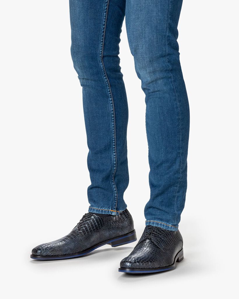 Lace shoe metallic dark blue