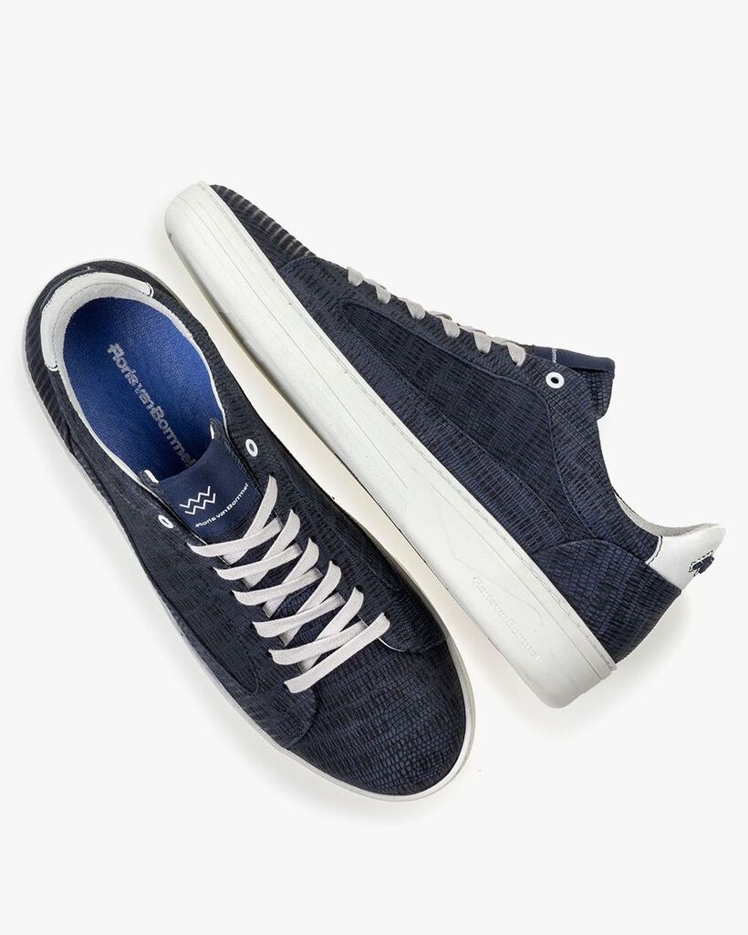 Sneaker printed leather dark blue
