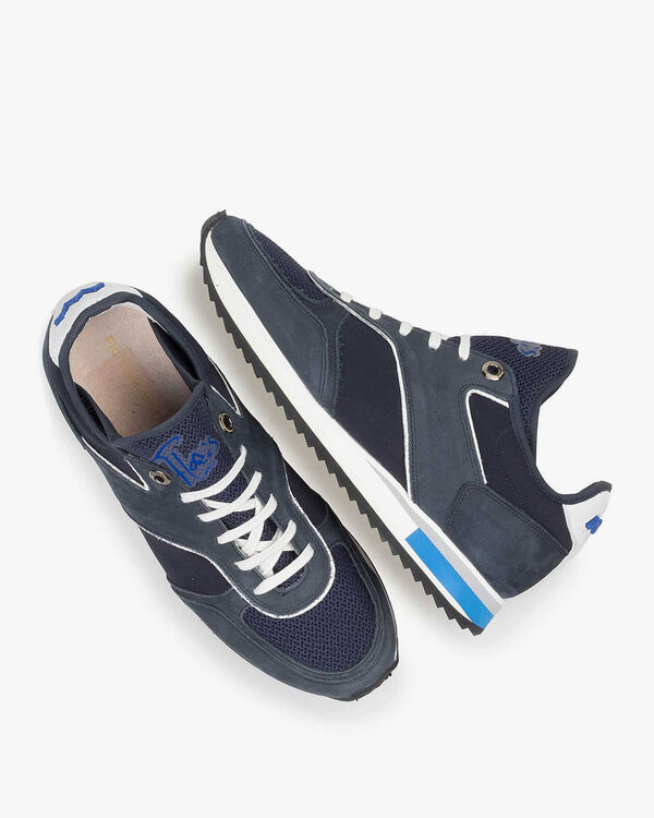 Donkerblauwe nubuckleren sneaker