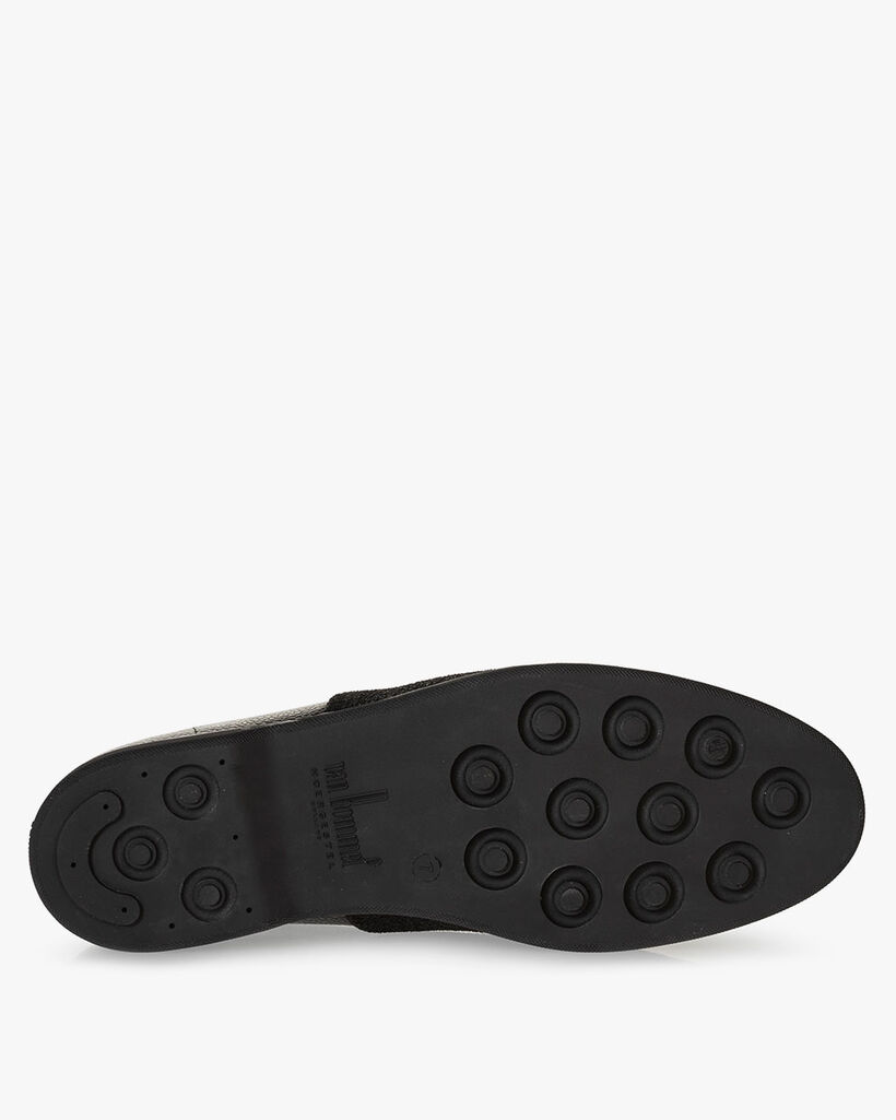 Veterboot geprint leer zwart