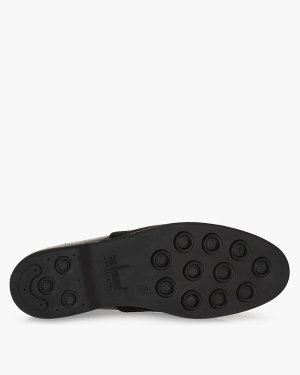 Veterboot geprint leer zwart