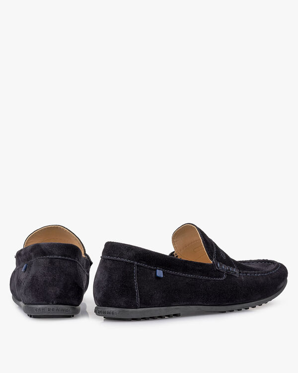 Moccasin suede leather dark blue