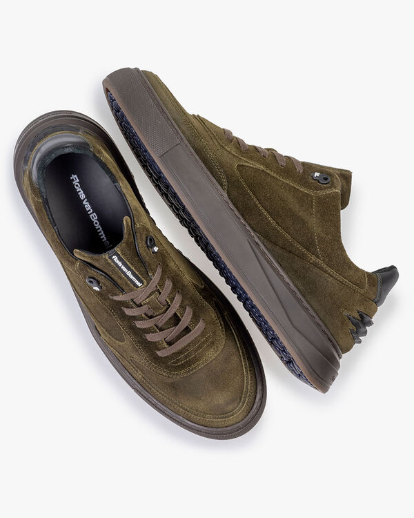 Sneaker su&egrave;de donkergroen