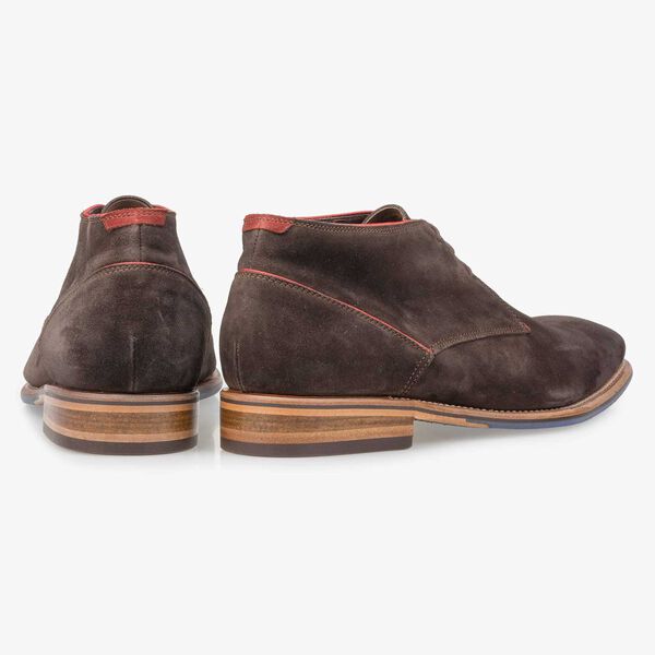 Dark brown suede leather lace boot