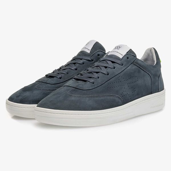 Blue nubuck leather sneaker