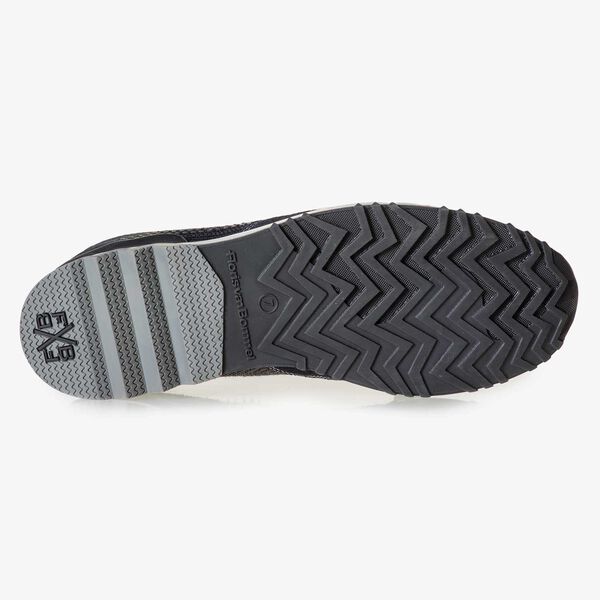 Dark blue suede leather sneaker with a pattern