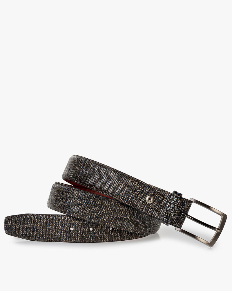 Riem geprint leer taupe