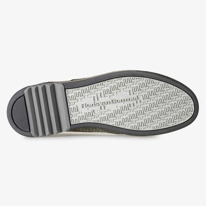 Groene metallic leren sneaker met print