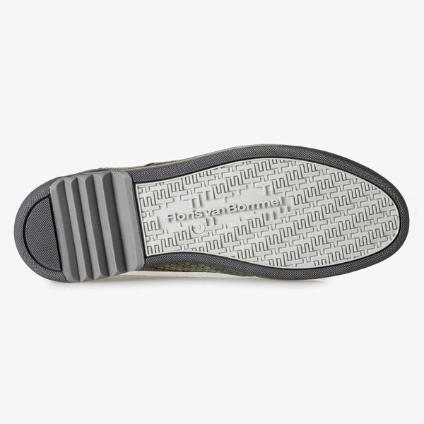 Groene metallic leren sneaker met print